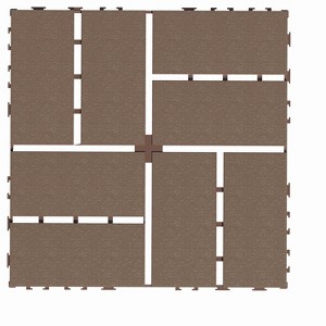 Vynxaria Brown Plastic Interlocking Tiles, 12x12 Checkerboard Pattern, 44 Waterproof Pieces for Patio, Garden, Pool, Front and Back Yards - 1 of 4