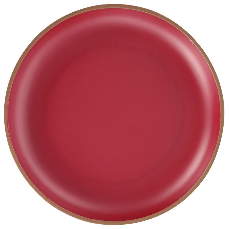 Gibson Home Rockabye 4 Piece Melamine Dinner Plate Set in Dark Pink, 3 of 8