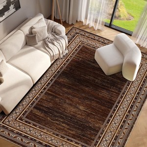 TackView Washable Runner Rug, Modern Bordered Rug Non Slip Bedroom Runner Carpet for Laundry Room Kitchen - 1 of 4