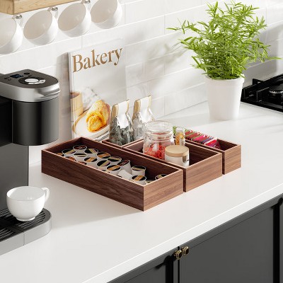 Seville Classics 10-Piece Acacia Wood Pantry Kitchen Drawer Storage Organizer Box Set — фото 3