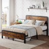 Bed Frame with Wood Headboard Metal Platform Bed Frame with Heavy Duty Strong Support Slats Solid - 3 of 4