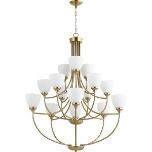 Quorum Lighting Enclave 15-Light Chandelier, Aged Brass, 38.5 Width, 44 Height - 1 of 1