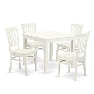 5-Piece Linen White Finish Solid Wood Top - Dining Room Set - Seats 4 - 1 of 4