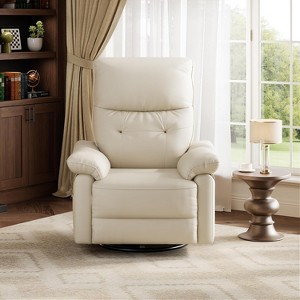 Power Recliner Chair, PU Leather Swivel Rocker Recliner , Upholstered Nursery Glider Reclining Sofa Chair, Ergonomic Lounge for Living Room - 1 of 4
