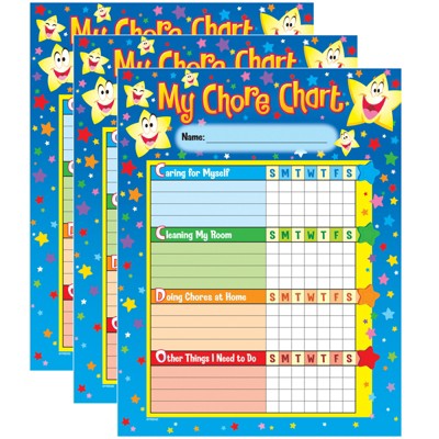 Trend Stars Chore Charts, 25 Sheets Per Pad, Pack Of 3 : Target