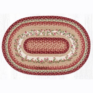 Earth Rugs Cranberries Oval Rug – 20"x30" Hand-Braided Natural Jute Tread - 1 of 3