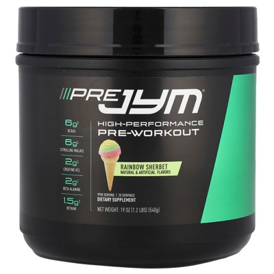 JYM Supplement Science Pre JYM®, High Performance Pre-Workout, Rainbow Sherbet, 1.2 lbs (540 g)