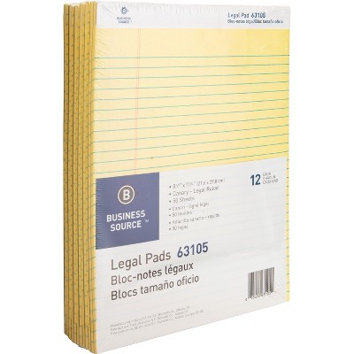 Business Source Legal Pads Legal Ruled 50 Sht 8-1/2"x11-3/4" 12Pack CA 63105