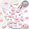 Big Dot of Happiness Pink Flamingo - Party Like a Pineapple - Tropical Summer Party Candy Favor Sticker Kit - 304 Pieces - 2 of 4