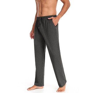 COOFANDY Men Cotton Yoga Pants Casual Sweatpants Jogger Open Bottom Lounge Pants with Pockets - 1 of 4