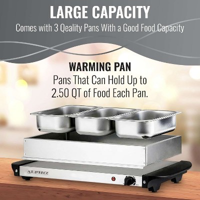 Alpha Living 3x2.5 QT Stainless Steel Electric Food Warmers with Temperature Control for Parties Buffet Premium Catering Supplies