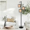 Cal Lighting 60W x 3 Lantern metal floor lamp with metal framed fabric shades - 4 of 4