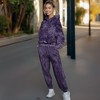 Dalix Butterfly Embroidery Washed Sweatsuit Set Hoodie Jogger Soft Fleece Relaxed Fit Lounge Womens in Purple XL X-Large - 3 of 4