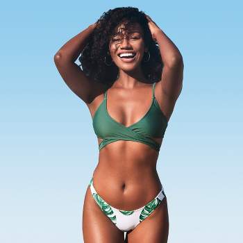 Women's Smocked High Waisted Bikini Swimsuit Ruffle Two Piece Bathing Suits  - Cupshe-Green-Medium