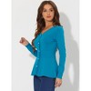 Allegra K Women's Slim Fit V-Neck Long Sleeve Ribbed Pullover Knitted Peplum Sweater - 3 of 4