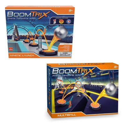 Goliath BoomTrix Kinetic Launch and Multiball Chain Reaction STEM Metal Ball Stunt Kits with Launchers, Trampolines, and Obstacles