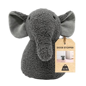 Evideco French Home Goods Decorative Elephant Door Stopper Heavyweight 2.3 lb. Fabric Holder Gray - 1 of 4