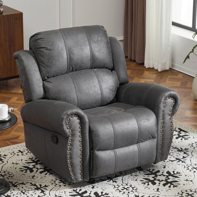40.75'' Suede Recliner Chair with Manual Glider Mechanism and Spacious Seat for Living Room
