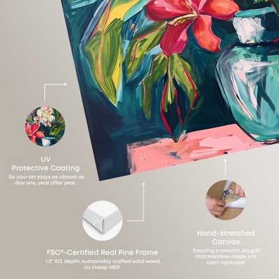 Vibrant Tropical Flowers in Vase Gallery Wrapped Canvas Art, 24" x 24"