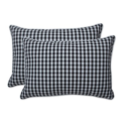 2pc Outdoor/Indoor Oversized Rectangular Throw Pillow Set Dawson Pewter Black - Pillow Perfect