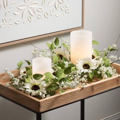 White Artificial Sunflower and Berry Floral Front Door Wreath