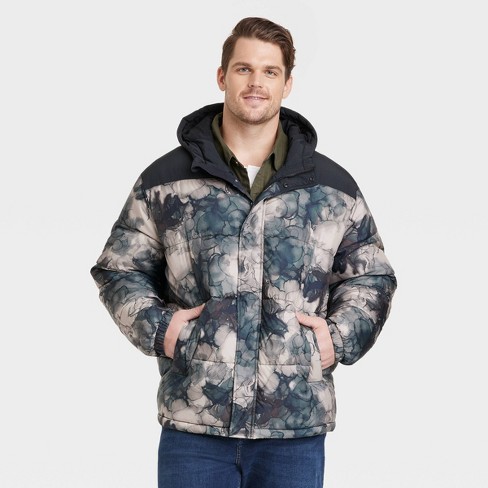 Men s Big Tall Abstract Print Midweight Puffer Jacket