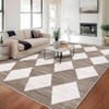 2 x 6 ft Polyester Black Rectangular Laundry Bathroom Kitchen Modern Geometric Diamond Print Machine Washable Runner Rug - 3 of 4