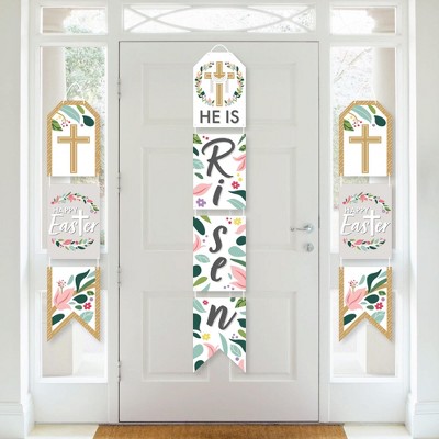 Big Dot of Happiness Religious Easter - Hanging Vertical Paper Door Banners - Christian Holiday Party Wall Decoration Kit - Indoor Door Decor