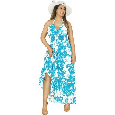 LA LEELA Women's House Daily Routine Evening Wear Boho A line Maxi Smocked Top Dress Long Strapless Tube Dresses for Women