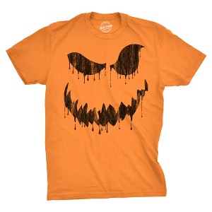 Mens Drippy Dan Pumpkin T Shirt Funny Halloween Jack O Lantern Creepy Smile Tee For Guys - Crazy Dog Men's T Shirt - 1 of 4