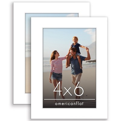 Americanflat 4x6 Picture Frame with Easel Stand - Composite Wood with Glass Cover (2 Pack)