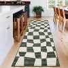 Acekool 2x6 Washable Plaid Rug – Modern Non-Slip Hallway Carpet, Stain-Resistant Geometric Design in Coastal Blue - 2 of 4