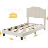 Kids Twin Bed Frame with Velvet Upholstered Headboard, Non-Slip and Soundproof Platform Bed, No Box Spring Needed, Easy Assembly - 2 of 4
