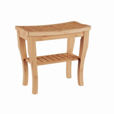 Toilettree products deluxe wooden bamboo shower seat bench with underneath best sale storage shelf