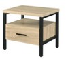 Gulches Oak Veneered 19 Inch Tall Nightstand Boasting 1 Drawer, 1 Open Style Shelf and Black Legs - 4 of 4