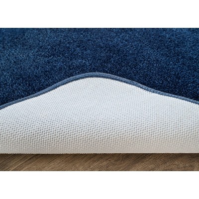 Navy Nylon Traditional Washable Bathroom Rug Set