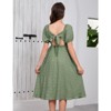Women's Maternity Dress Short Sleeve Square Neck A Line Dress Tie Backless Ruffle Trim Solid Flared Dresses - 3 of 4