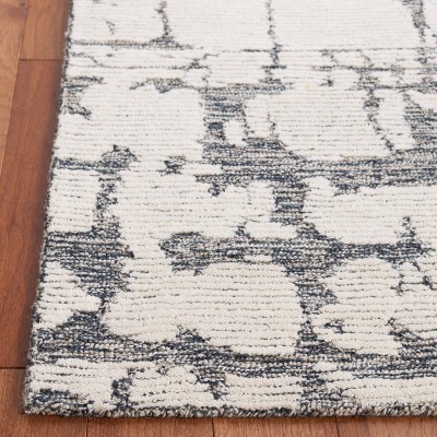 Charcoal and Ivory Hand-Tufted Wool Runner Rug
