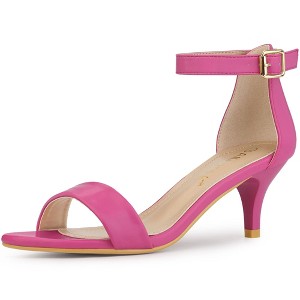 Allegra K Women's Faux Leather Adjustable Ankle Strap Kitten Heel Sandals - 1 of 4