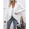Coolmee Women's Casual Lapel Cardigan Long Sleeve Open Front Irregular Hem Soft Knitted Sweater Coat - 2 of 4