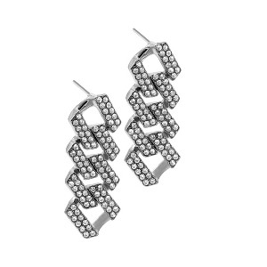 Adornia Rhodium Plated Edgy Cuban Chain Crystal Drop Earrings - 1 of 4