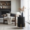 LuxenHome Black MDF Round Side Table, 21.8” Tall with Metal Stand & Storage - 2 of 4