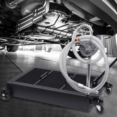20 Gallon Oil Drain Pan, Oil Drain Tank Foldable 76L Low Profile Oil Drain Pan, Large Capacity Oil Change Pan, with Pump, Hose
