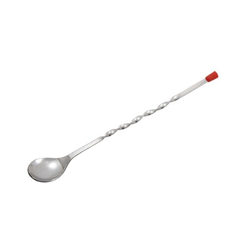 Winco 11-inch Bar Mixing Spoon Stainless Steel with Removable Red Tip Set of 3