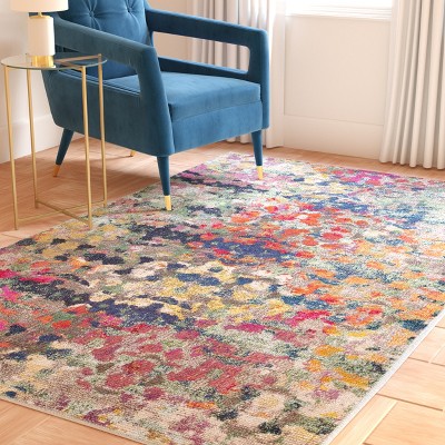 Colorful Abstract Synthetic Low Pile Area Rug