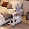 GustoWave  Portable Rolling Desk With Wheels, Adjustable Height Mobile Computer Desk With Storage Shelf For Home Office Study - 2 of 4
