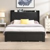 Queen Bed Frame with 2 Storage Drawers, Upholstered Platform Bed with Charging Station, Bed Frame with Storage Headboard, No Box Spring Needed - 3 of 4