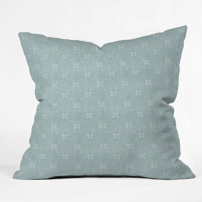 16"x16" Little Arrow Design Co Mud Cloth Cross Throw Pillow Dusty Blue - Deny Designs