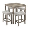 Gulches 5-Piece Industrial Dining/Bar Set - Faux Wood Grain Table + 4 Ergonomic Fabric-Cushioned Stools, Space-Saving - 2 of 4