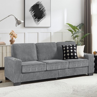 LOVMOR Modular Sectional Sofa, Modern 3-Seater Couch with Extra Deep Seat and Wide Arms, Comfy Upholstered Furniture for Living Room, Bedroom, Office